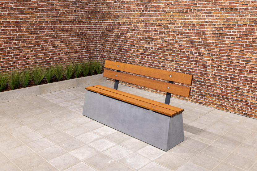 Bank DeLuxe Anthrazit-Beton mit Rückenlehne