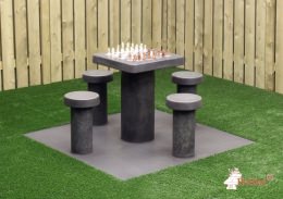 Spieltisch Schach aus Anthrazit-Beton für 4 Personen